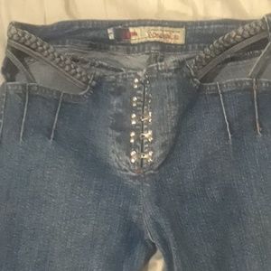 Brazilian cut out hip hook super low rise jeans M